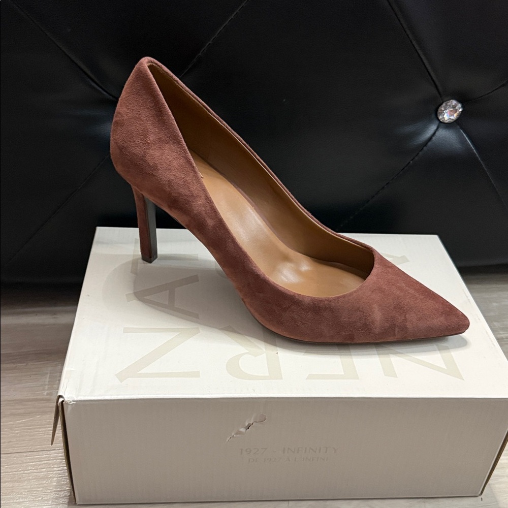 Naturalizer Women's Suede Pointed Toe Pump in Rust - Picture 2 of 6